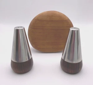 wood silver salt and pepper shakers MCM vintage Denmark lot of 3 - Bild 1 von 15