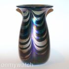 Michael Shearer Iridescent Pulled Feather 1979 American Art Glass Vase USA