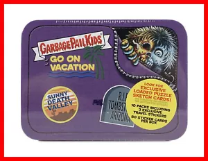 Topps Box Garbage Pail Kids Series 1 Goes on Vacation Tin Metal Stickers Crados - Picture 1 of 4