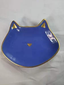 Ceramic Purple Gold Cat Trinket Soap Dish Kitsch 4.5" x 3.5" - Picture 1 of 4