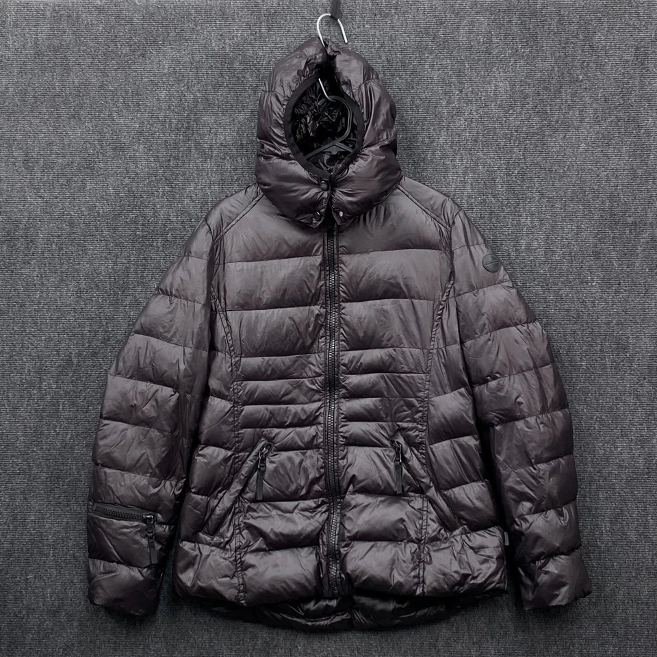 Andrew Marc Womens Puffer Jacket 650 Down Fill Shiny Charcoal Full Zip Medium - Image 1 of 4