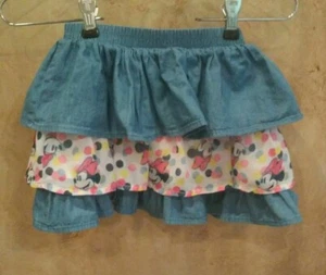 Disney Minnie Mouse Ruffled Denim SkIrt w/ elastic waist TODDLER Girls 4/4T - Picture 1 of 2