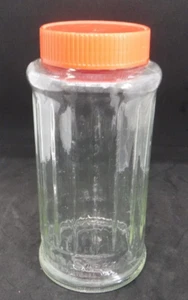 VINTAGE NutraSweet Brand Sweetener Ribbed Glass Jar w/Red Plastic Lid 7" - Picture 1 of 20