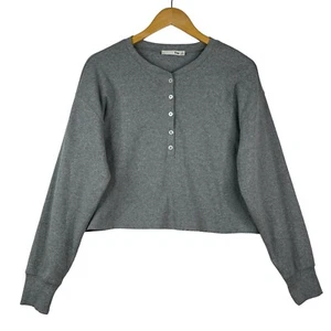 Aritzia Wilfred Free Mavis Sweater Sz Medium Heather Gray Cropped Minimalist NWT - Picture 1 of 11