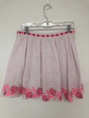 Женская плиссированная вышитая юбка Vineyard Vines Kentucky Derby Seersucker размер 8 - Изображение 1 из 4