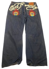 Y2k Ed Hardy Christian Audigier Jeans 40 Embroidered Actual Size 38x31 AC5