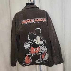 Men's Jacket Brown Corduroy DISNEY Angry Mickey Mouse Barn Coat SZ 2XL Vintage - Picture 1 of 8