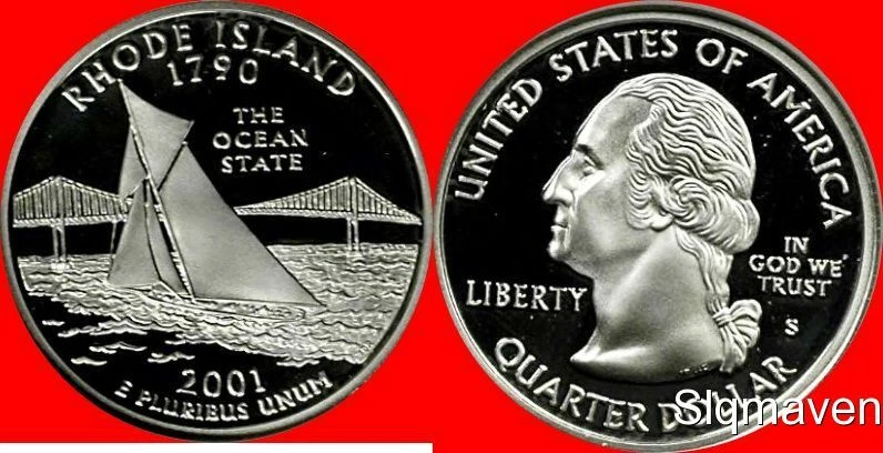 2001 S 90% Silver Rhode Island State Quarter Deep Cameo Gem Proof  - Image 1 of 1