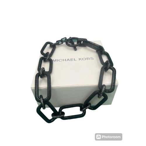 Nuova Collana Michael Kors Maglie Iconiche Cristallo Pavimentazione Nera