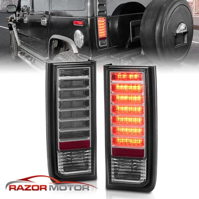 For 2003 - 2009 Hummer H2 Red Smoke Full LED Tail Lights Pair - Image 1 of 4
