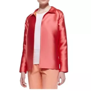 Giacca blazer Lafayette 148 New York rosa corallo seta shantung aperto davanti 16 - Foto 1 di 8