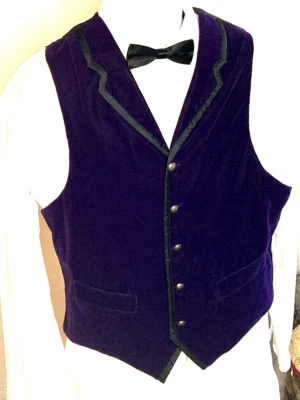 preowned, black, tux cut brass button vest, med - Image 1 of 2