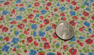 100% Cotton Fabric Blue and Red Flowers on Cream - By the Yard - Picture 1 of 2