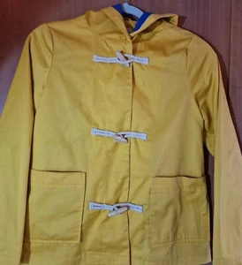 LOUCHE Jacke gelb Canvas Seesack Segeln Kapuze Kipphebel kurz UK12 Baumwolle  - Bild 1 von 9