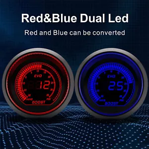 2" 52MM Digital Electric Auto Car Boost Meter Vacuum Gauge Meter RED / BLUE - Picture 1 of 12