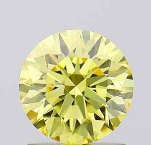 2Ct Natural Yellow Color Impressive Great Shine Round Cut Diamond VVS1 Certified - Picture 1 of 8