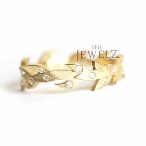 Anillo de oro de 14 quilates con diseño de hoja de rama de árbol de diamantes de 0,30 quilates vs/F-G - The Jewelz - Imagen 1 de 5