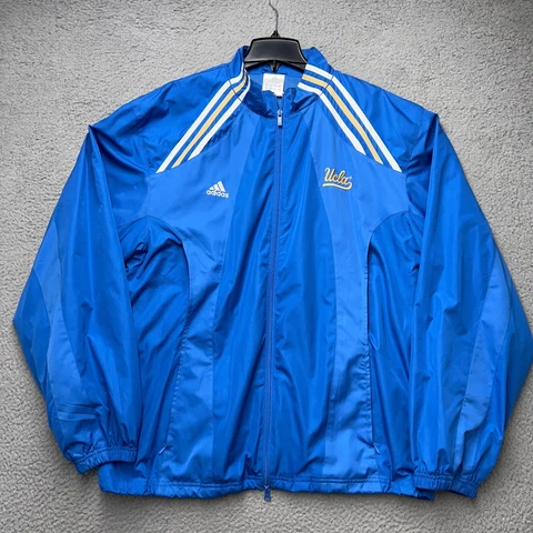 UCLA Bruins Windbreaker Jacket Mens XL Blue Adidas Long Sleeve Full Zip Vented Cover