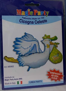 PALLONCINO NASCITA CICOGNA GIGANTE BIMBO 100 cm. AZZURRO Decorazione Augurale - Foto 1 di 1