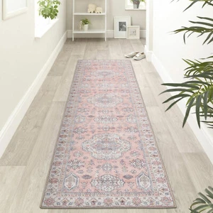 Pastel Pink Floor Rug Runner Corridor Entry Way Carpet Durable Mat 80x300cm - Picture 1 of 7