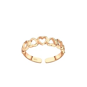 TJS 925 Sterling Silver Toe Ring Love Heart Band Adjustable Jewellery Rose Gold - Picture 1 of 1