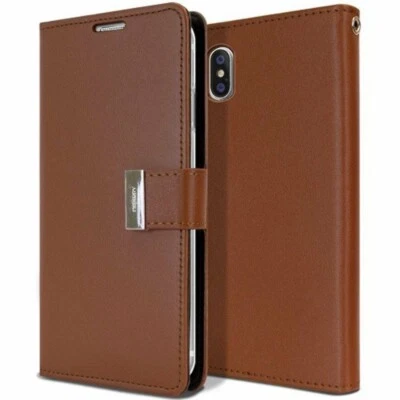 For iPhone X/Xs GOOSPERY Rich Diary Leather Wallet Case BROWN - Image 1 of 3