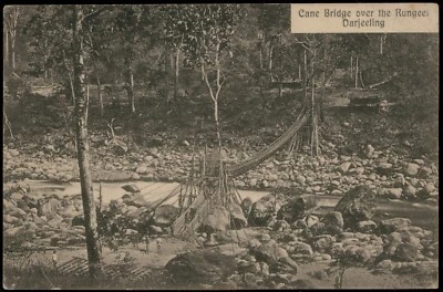India Old Picture Postcard " Cane Bridge over the Rungeel, Darjeeling" - Image 1 of 2