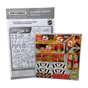 STICKERS & INSTRUCTIONS only 2010 Matchbox JURASSIC COPTER Mega Rig Bldg Syst - Picture 1 of 7