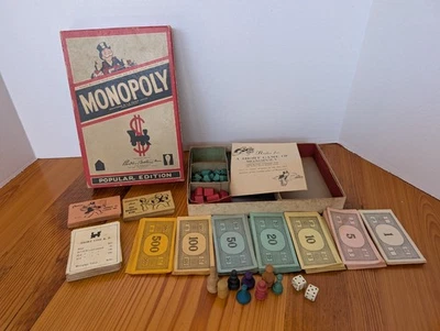 Vintage 1954 Monopoly “Popular Edition” Game-AS IS-No Board - Image 1 of 4