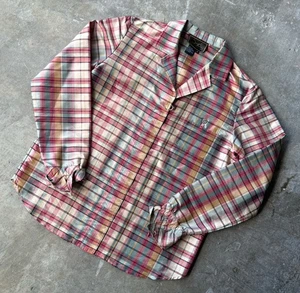 Vintage 90s Diane Gilman Silk Set Colorful Plaid 2-Piece Medium M - Picture 1 of 13