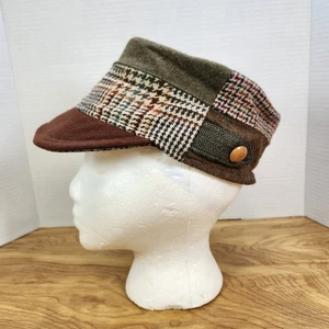 Baabaazuzu Upcycled Patchwork Felted Reclaimed Wool Cadet Cap Hat Fall-Winter - Picture 1 of 17
