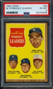 1962 Topps #60 NL Strikeout Leaders PSA 7 NM - Picture 1 of 2