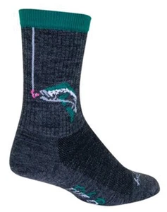 SockGuy Hook Ed 6" Wool Crew Socks - Durable Merino Wool Cycling Socks for - Picture 1 of 1
