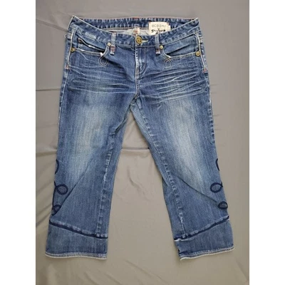 BCBGirls Jeans Womens 29 Capri Low Rise Embroidered Medium Blue Denim - Image 1 of 4