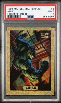 1994 Marvel Masterpieces GOLD HULK Holofoil PSA 9 LOWPOP Card #4 AVENGERS - Image 1 of 2