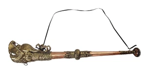 Vintage Tibetan Copper & Brass Dragon Horn / Trumpet - 19" Collectible - Afbeelding 1 van 11