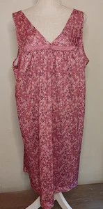 Vintage Vanity Fair Nightgown Womens sz 1X/46 Pink Polyester Floral Sleeveless - Picture 1 of 8