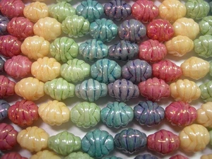 15 8x10 mm Waben Oval 5 Farben Glanz Tschechisch Feuer Poliert Glasperlen - Bild 1 von 3