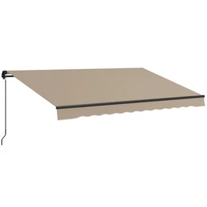 Outsunny 13' x 10' Patio Retractable Awning Sunshade Shelter, Beige - Picture 1 of 11
