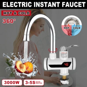 Electric Kitchen Instant Hot Water Tap Cold Faucet Tankless Bathroom Fast Heater - Picture 1 of 12