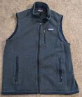 Men's Patagonia Better Sweater Vest Full Zip Blue Sty 25881 Medium Broken Zipper