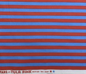 Tula Pink Fabric All Stars Tent Stripe Lupine Red Blue 3/4 Yard - Picture 1 of 3
