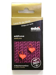 Un juego de seis marcadores de puntada en forma de corazón Addi Love - Imagen 1 de 3