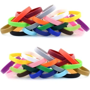 100 Silicone Wristbands Blank NEW Rubber Wrist Band Bracelets Free Shipping USA - Picture 1 of 2
