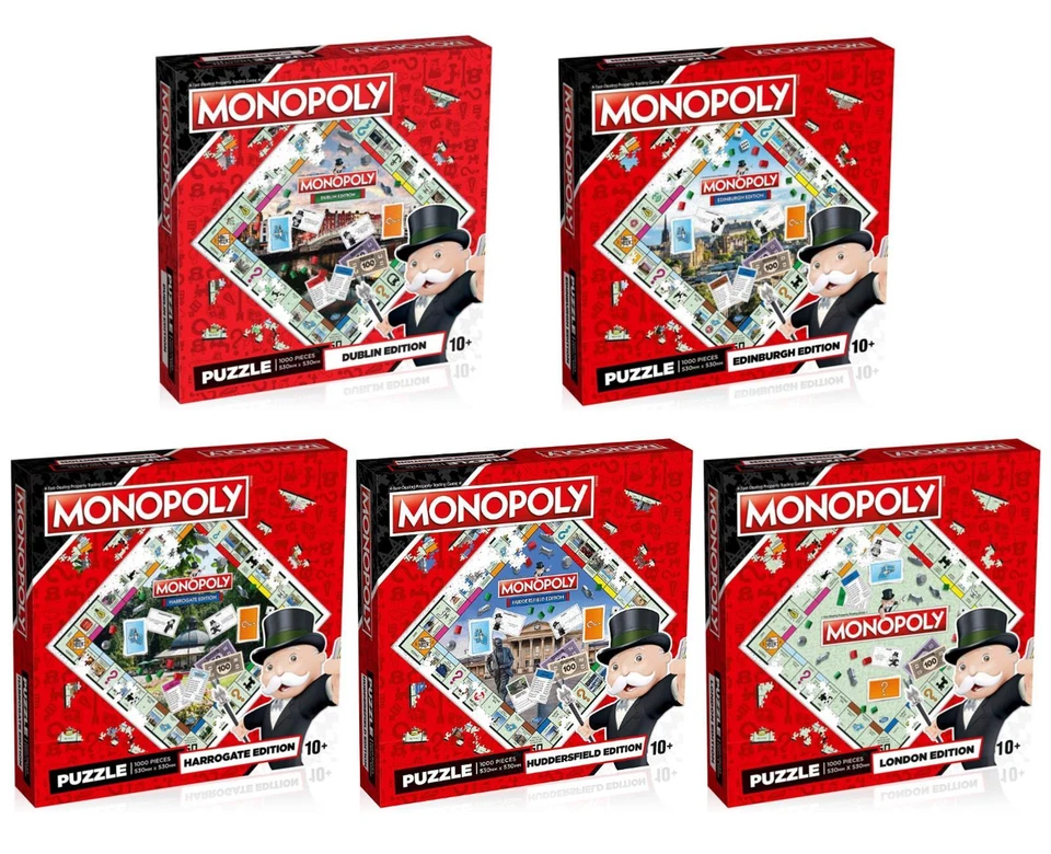 Monopoly 1000 Piece Jigsaw Puzzles - Choose From 5 Different Location Editions! - Image 1 of 1