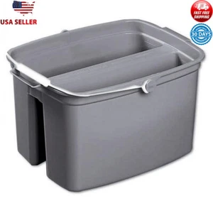 17 Qt Plastic Double Utility Pail Graduations Pour Spout Gray Durable Separation - Picture 1 of 3