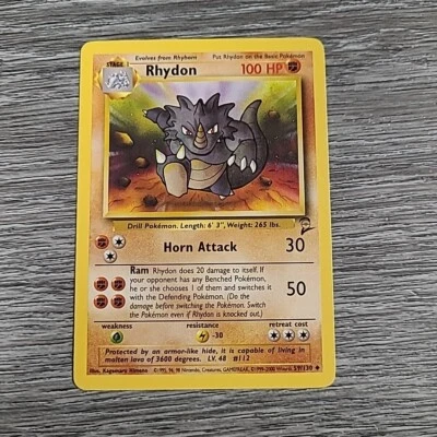 Rhydon 59/130 Uncommon Base Set 2 Pokémon TCG Card WOTC LP - Image 1 of 2