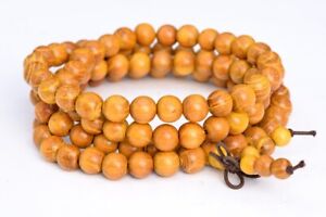 8MM 108 Pcs Golden Rosewood Mala Beads Natural Wood Round Beads 32"