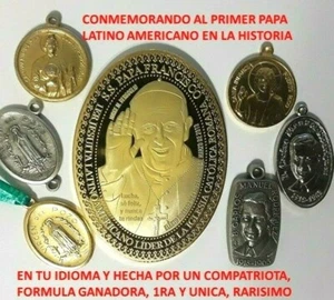 Enorme 60mm PAPA FRANCISCO Bergoglio & BEATO CHARLIE Medalla Iglesia Puerto Rico - Picture 1 of 12