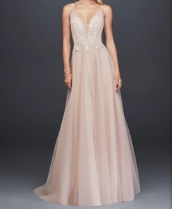 FINAL PRICE, Galina Signature Wedding Gown&Crystal Bead Veil, Size 14, $1600msrp - Picture 1 of 12